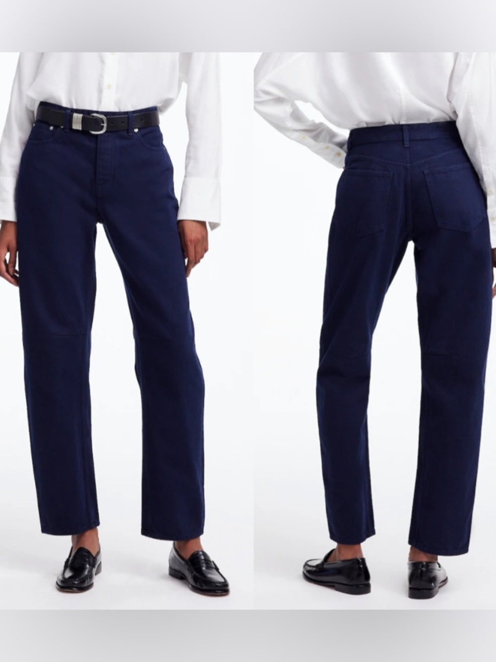 NWT Madewell The Darted Barrel-Leg Jean in Garment-Dyed Denim Juniper Berry - Picture 2 of 8